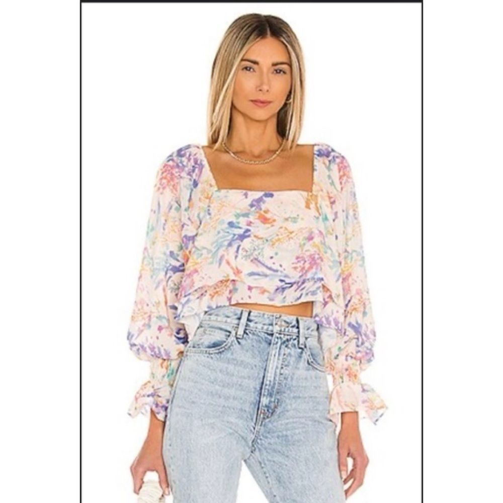 Amanda Uprichard KADE TOP IN FLORESSENCE IN BEIGE size S